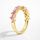 Romantic Emerald Pink Sapphire And Diamond Ring in 925 Silver | WOKE