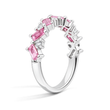 Romantic Emerald Pink Sapphire And Diamond Ring in 925 Silver | WOKE