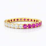 Half And Half Pink Sapphire And Diamond Eternity Ring In 925 Silver |WOKE