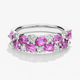 Romantic Double Row Pear Pink Sapphire And Diamond Ring In 925 Silver |WOKE