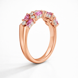 Romantic Double Row Pear Pink Sapphire And Diamond Ring In 925 Silver |WOKE