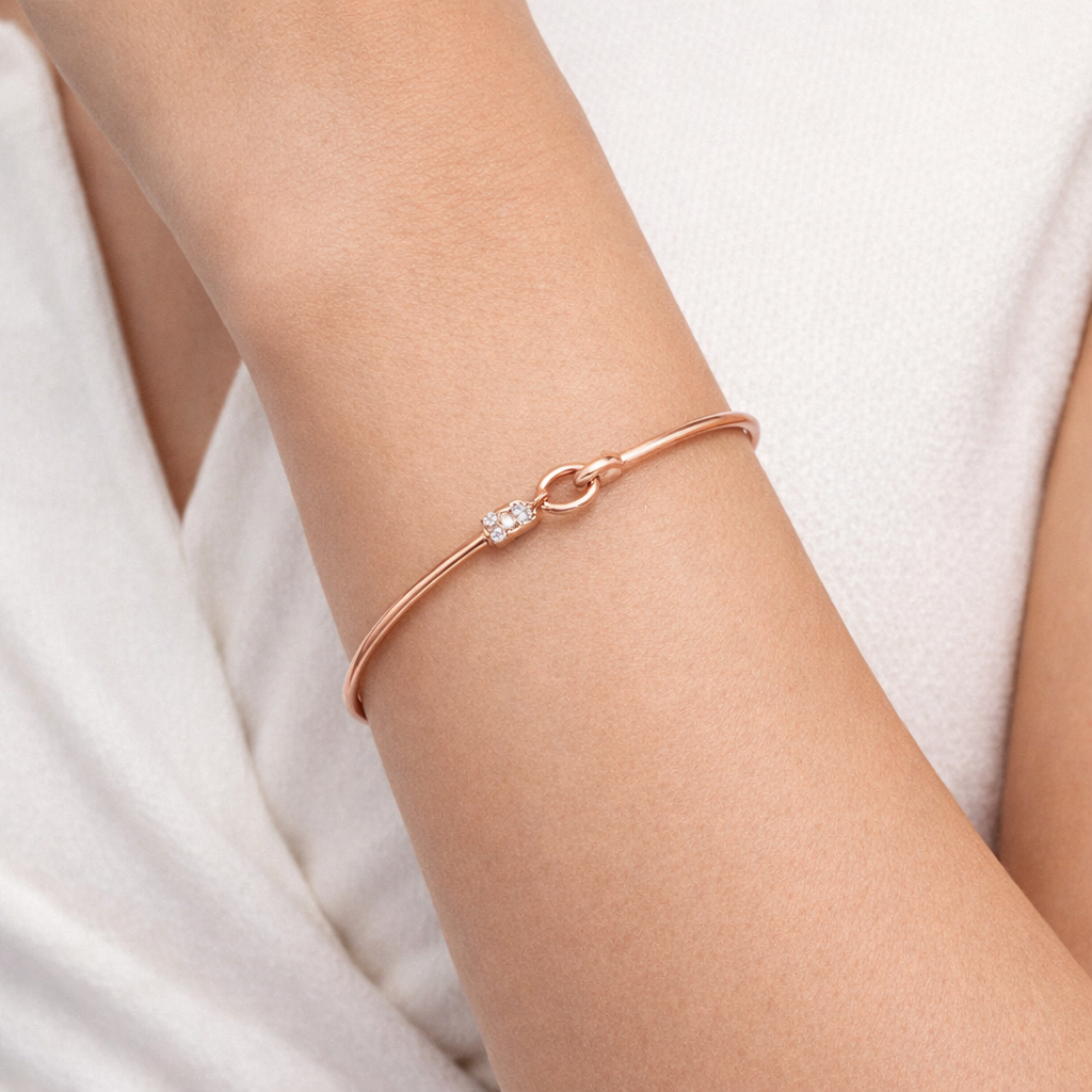 Round Lab Grown Diamond Bracelet in 9K/14K Gold |WOKE