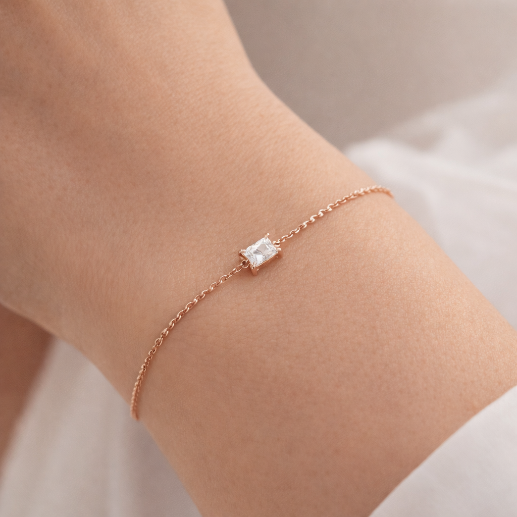 Radiant Cut Lab Grown Diamond Bracelet in 9K/14K Gold |WOKE