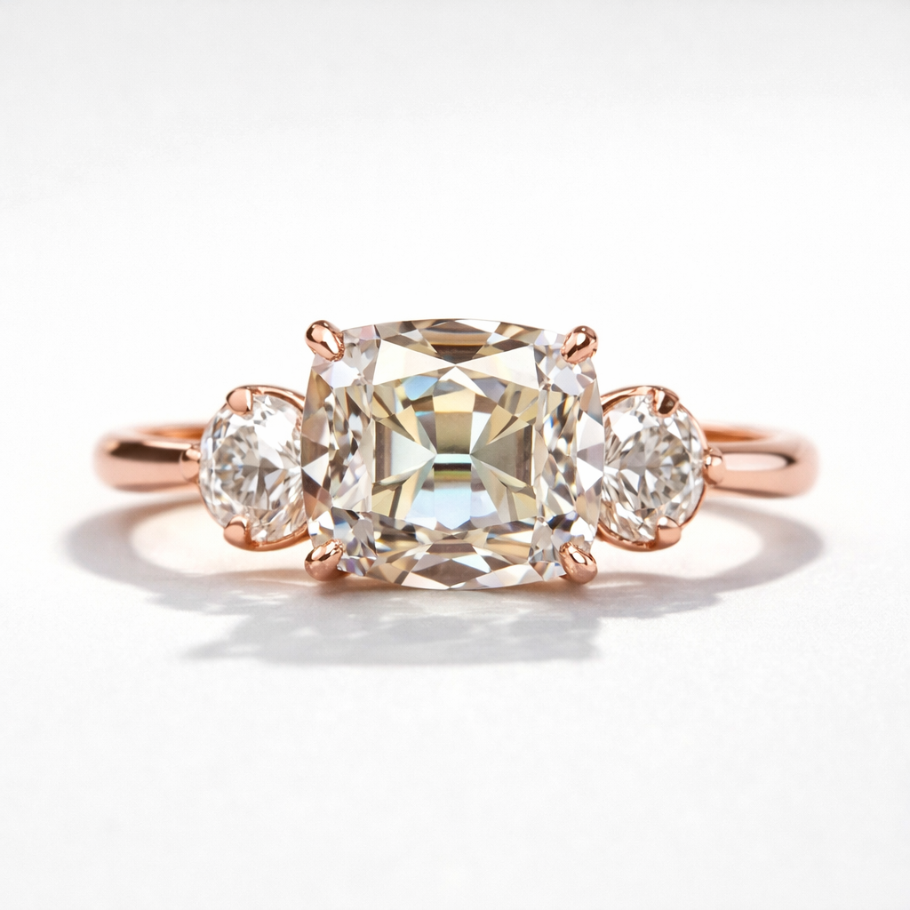 Antique 1.66 CT Cushion Old Mine Cut Vintage Style Moissanite Engagement Ring | WOKE