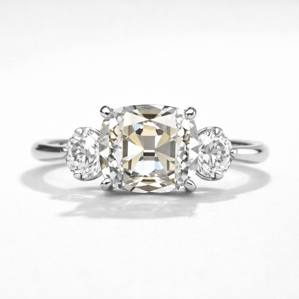 Antique 1.66 CT Cushion Old Mine Cut Vintage Style Moissanite Engagement Ring | WOKE