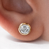 Portuguese Cut Moissanite Stud Earrings in 9K Gold and 925 Silver| WOKE