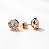 Portuguese Cut Moissanite Stud Earrings in 9K Gold and 925 Silver| WOKE