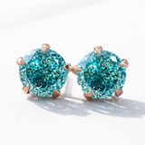 4.00 TCW Portuguese Cut Cyan Blue Classic Claw Prongs Moissanite Stud Earrings in 9K Gold/925 Silver|WOKE