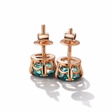 4.00 TCW Portuguese Cut Cyan Blue Classic Claw Prongs Moissanite Stud Earrings in 9K Gold/925 Silver|WOKE