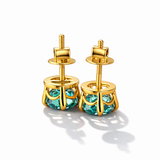 4.00 TCW Portuguese Cut Cyan Blue Classic Claw Prongs Moissanite Stud Earrings in 9K Gold/925 Silver|WOKE