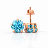 4.00 TCW Portuguese Cut Cyan Blue Classic Claw Prongs Moissanite Stud Earrings in 9K Gold/925 Silver|WOKE