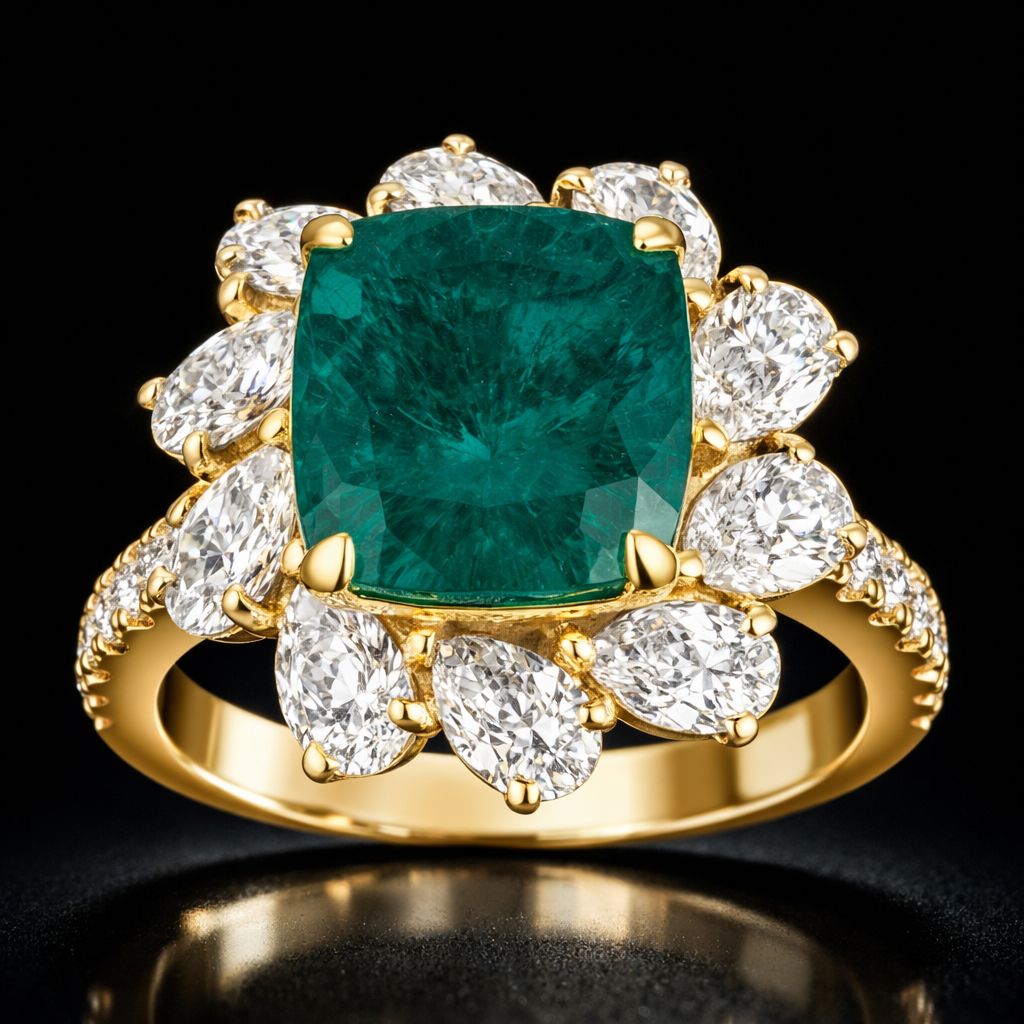 Emerald Cushion-Cut Ring in 925 Silver | WOKE