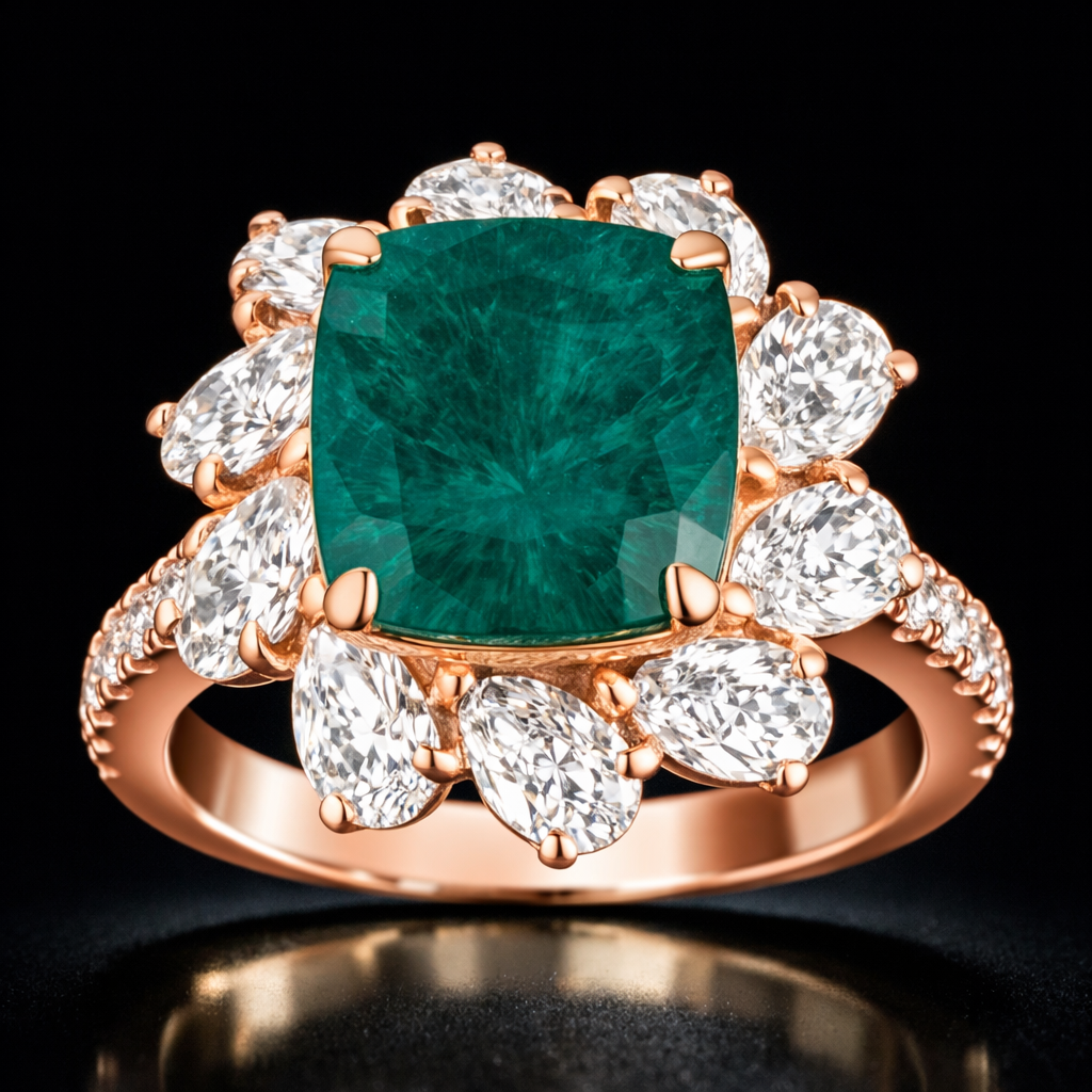 Emerald Cushion-Cut Ring in 925 Silver | WOKE