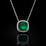 4.34 Ct. Emerald and Moissanite Pave Necklace in 925 Silver |WOKE
