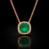 4.34 Ct. Emerald and Moissanite Pave Necklace in 925 Silver |WOKE
