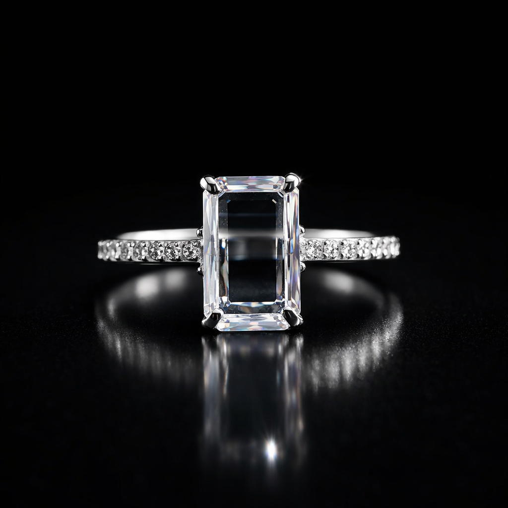 Unique Portrait Cut  moissanite Solitaire Ring in 9K Gold/925 Silver |WOKE