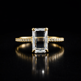 Unique Portrait Cut  moissanite Solitaire Ring in 9K Gold/925 Silver |WOKE