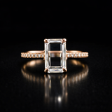 Unique Portrait Cut  moissanite Solitaire Ring in 9K Gold/925 Silver |WOKE