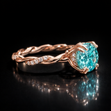 2 CT Blue Portuguese Cut Moissanite Ring, Hidden Halo Ring | WOKE