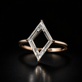 Lozenge Cut Moissanite Solitaire Ring 3.00 Ct Portrait Cut Moissanite Ring in 925 Silver/9K Gold | WOKE