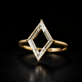 Lozenge Cut Moissanite Solitaire Ring 3.00 Ct Portrait Cut Moissanite Ring in 925 Silver/9K Gold | WOKE