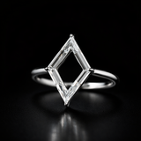 Lozenge Cut Moissanite Solitaire Ring 3.00 Ct Portrait Cut Moissanite Ring in 925 Silver/9K Gold | WOKE