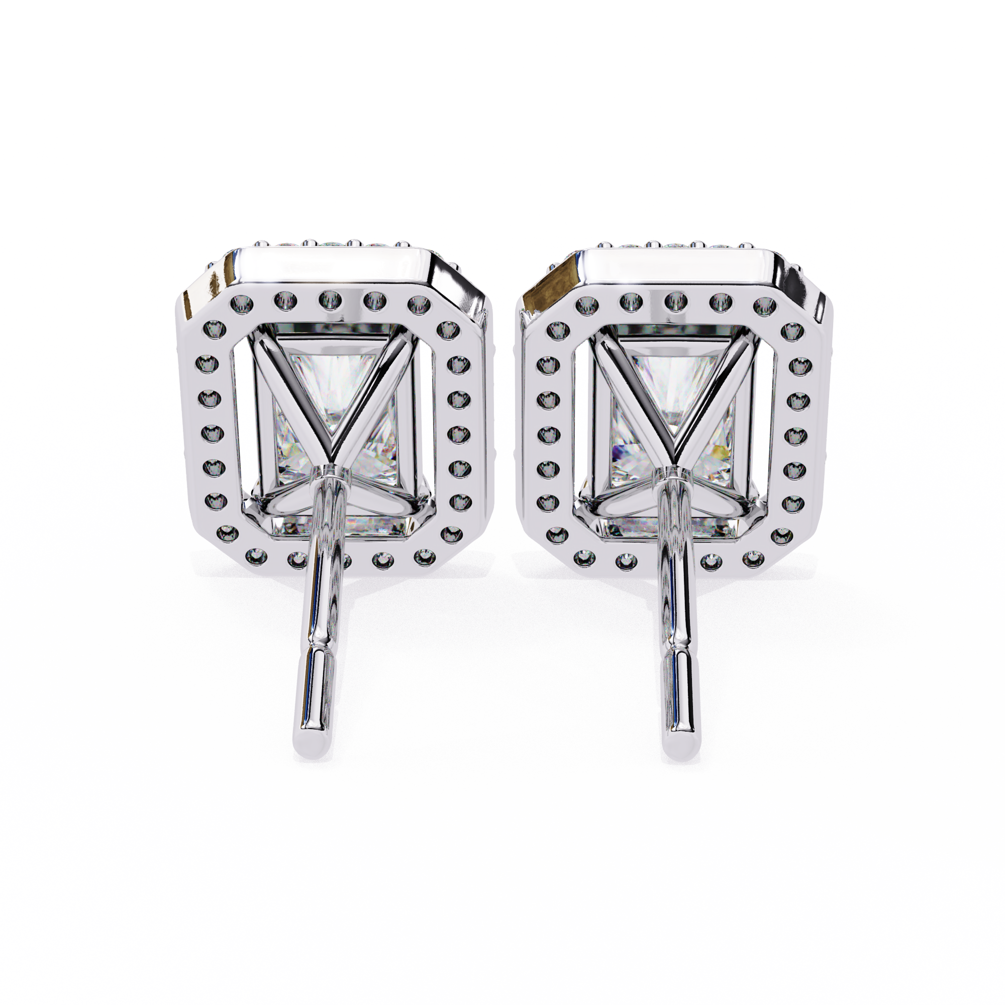 WOKE ™ VVS-F Lab Grown Radiant cut Diamond Halo Studs in 14/18k Gold