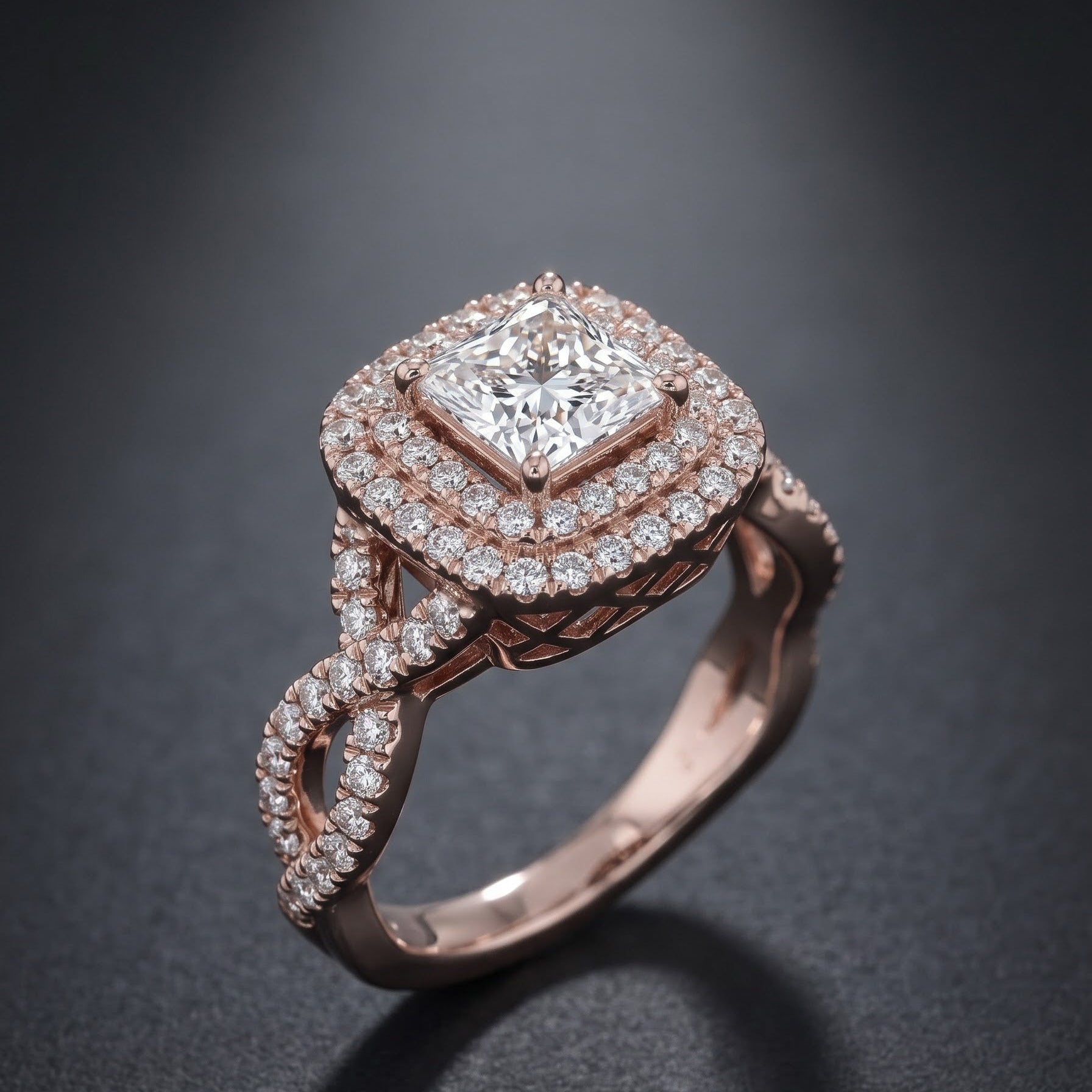 2 CT Princess Cut Lab Grown Diamond Ring in 9K Gold/14K Gold |WOKE