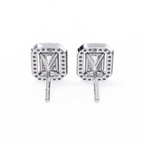 2.44 CT Lab Grown emerlad cut Moissanite Halo Studs in 14/18k Gold