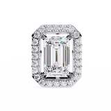 2.44 CT Lab Grown emerlad cut Moissanite Halo Studs in 14/18k Gold