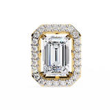 2.44 CT Lab Grown emerlad cut Moissanite Halo Studs in 14/18k Gold