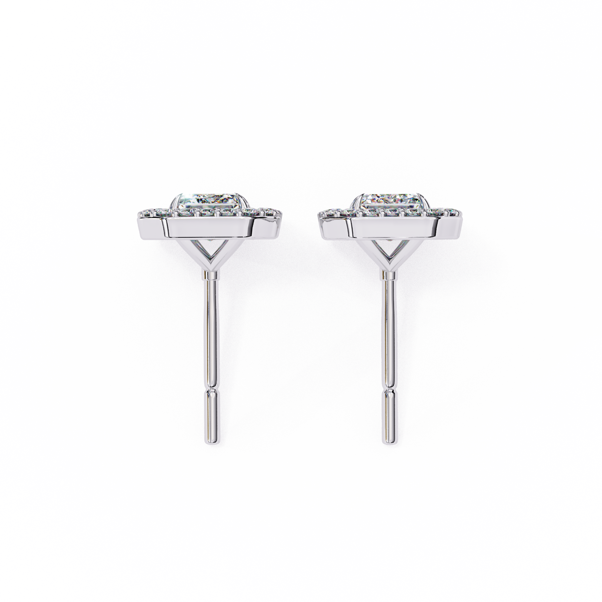 WOKE ™ 2.44 CT VVS-F Lab Grown emerlad cut Diamond Halo Studs in 14/18k Gold