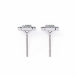 2.44 CT Lab Grown emerlad cut Moissanite Halo Studs in 14/18k Gold