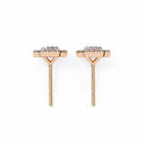 2.44 CT Lab Grown emerlad cut Moissanite Halo Studs in 14/18k Gold