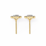 2.44 CT Lab Grown emerlad cut Moissanite Halo Studs in 14/18k Gold