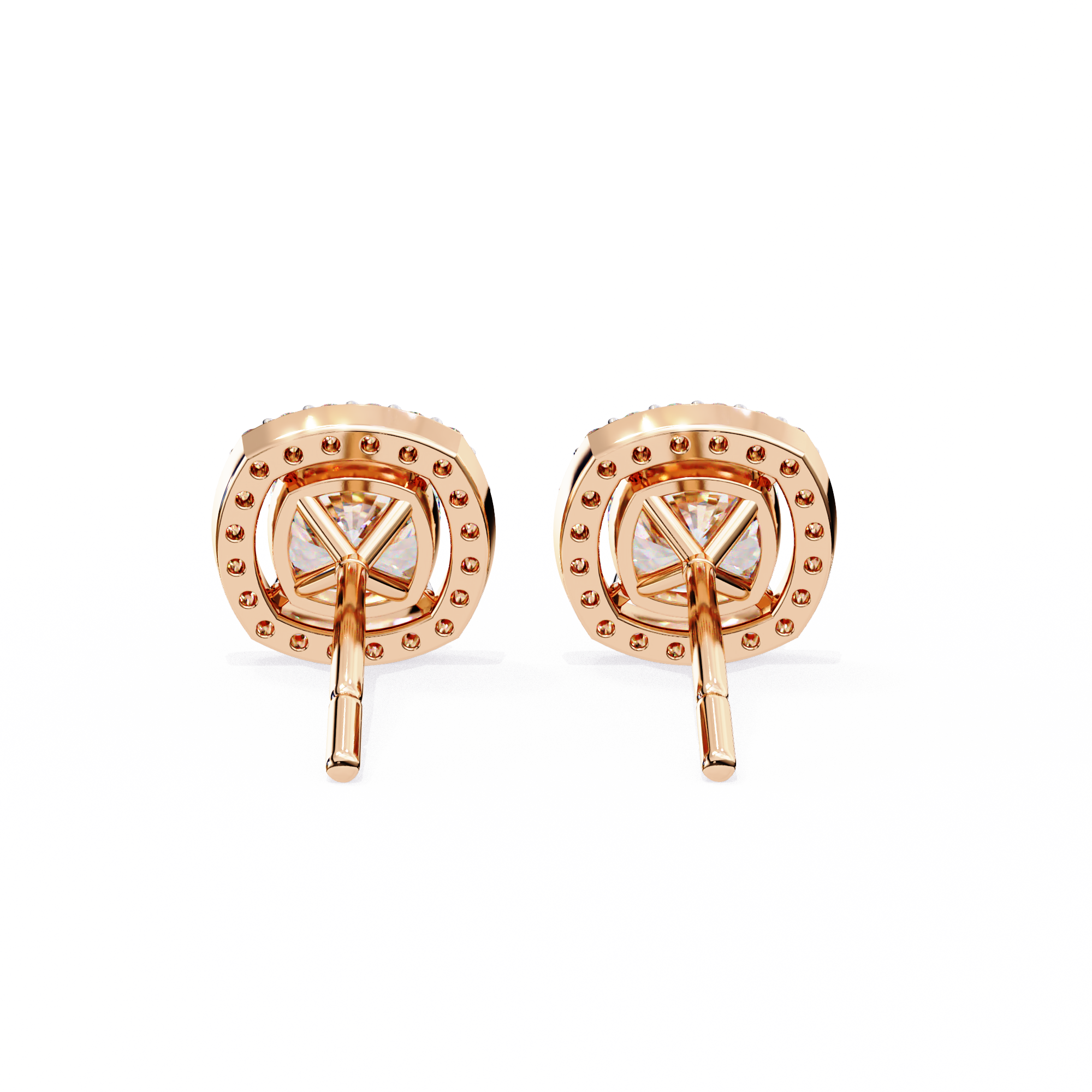 WOKE ™ 2.44 CT VVS-F Lab Grown emerlad cut Diamond Halo Studs in 14/18k Gold