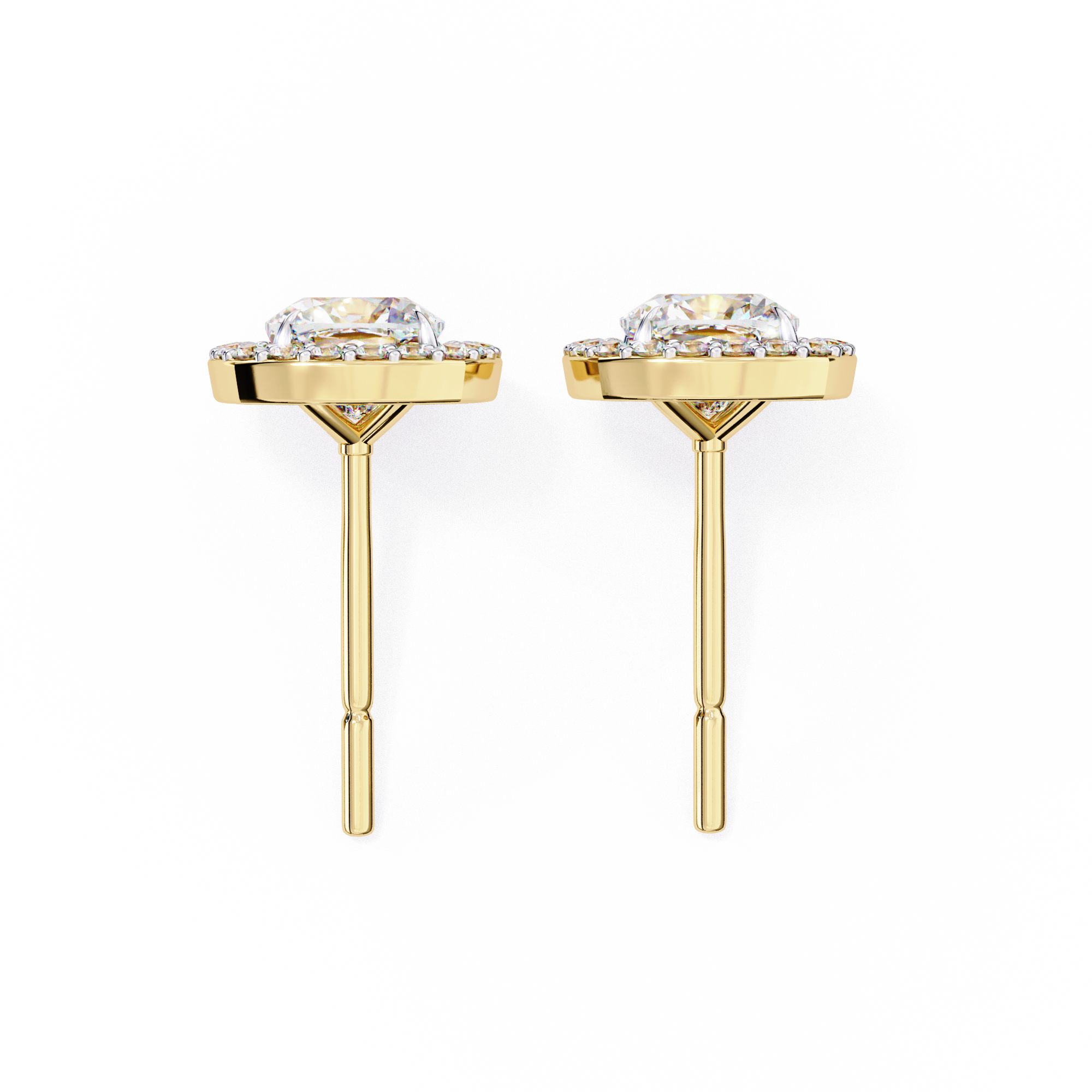 WOKE ™ 2.44 CT VVS-F Lab Grown emerlad cut Diamond Halo Studs in 14/18k Gold