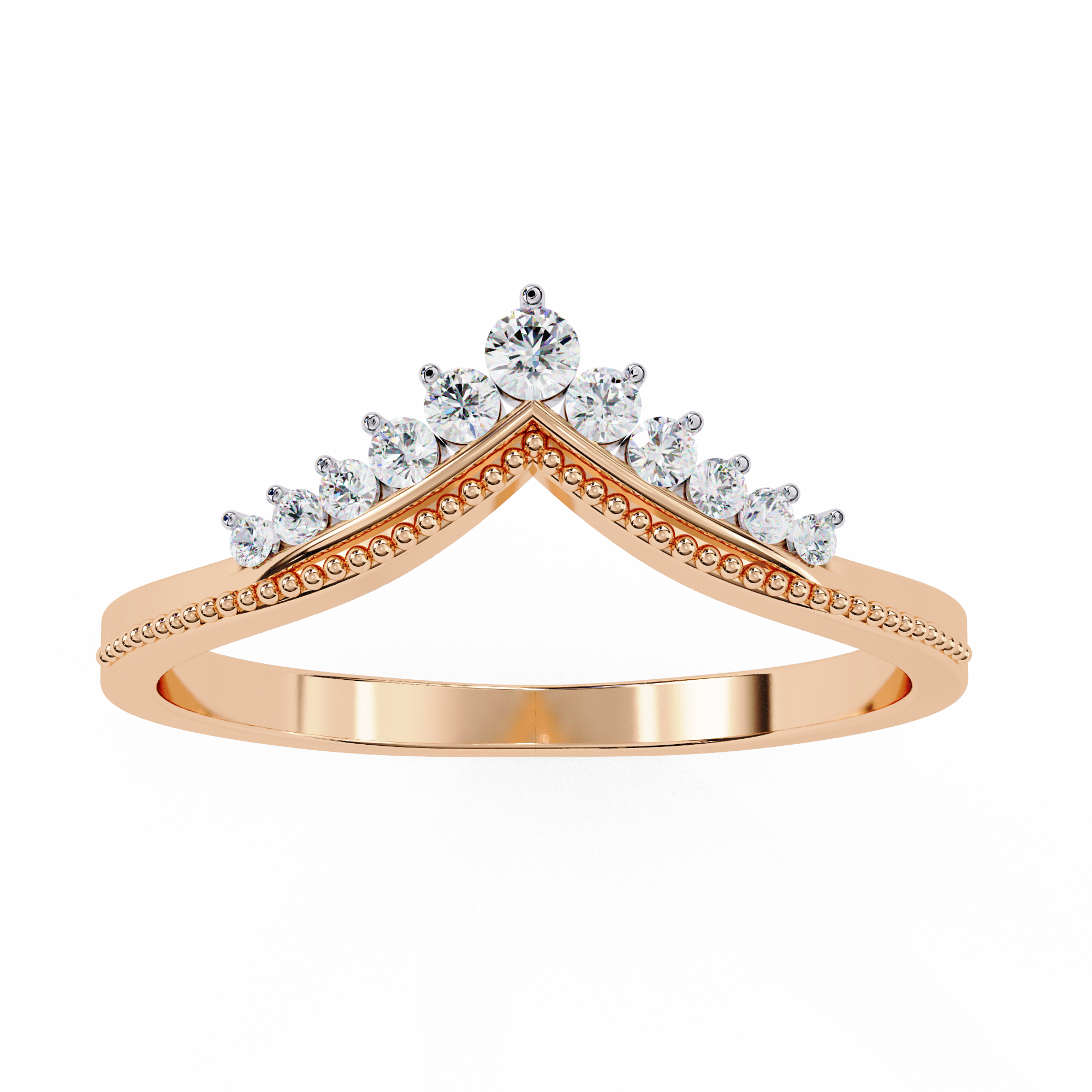 WOKE™ .25 carat round cut Lab grown diamond V-ring in 14k gold