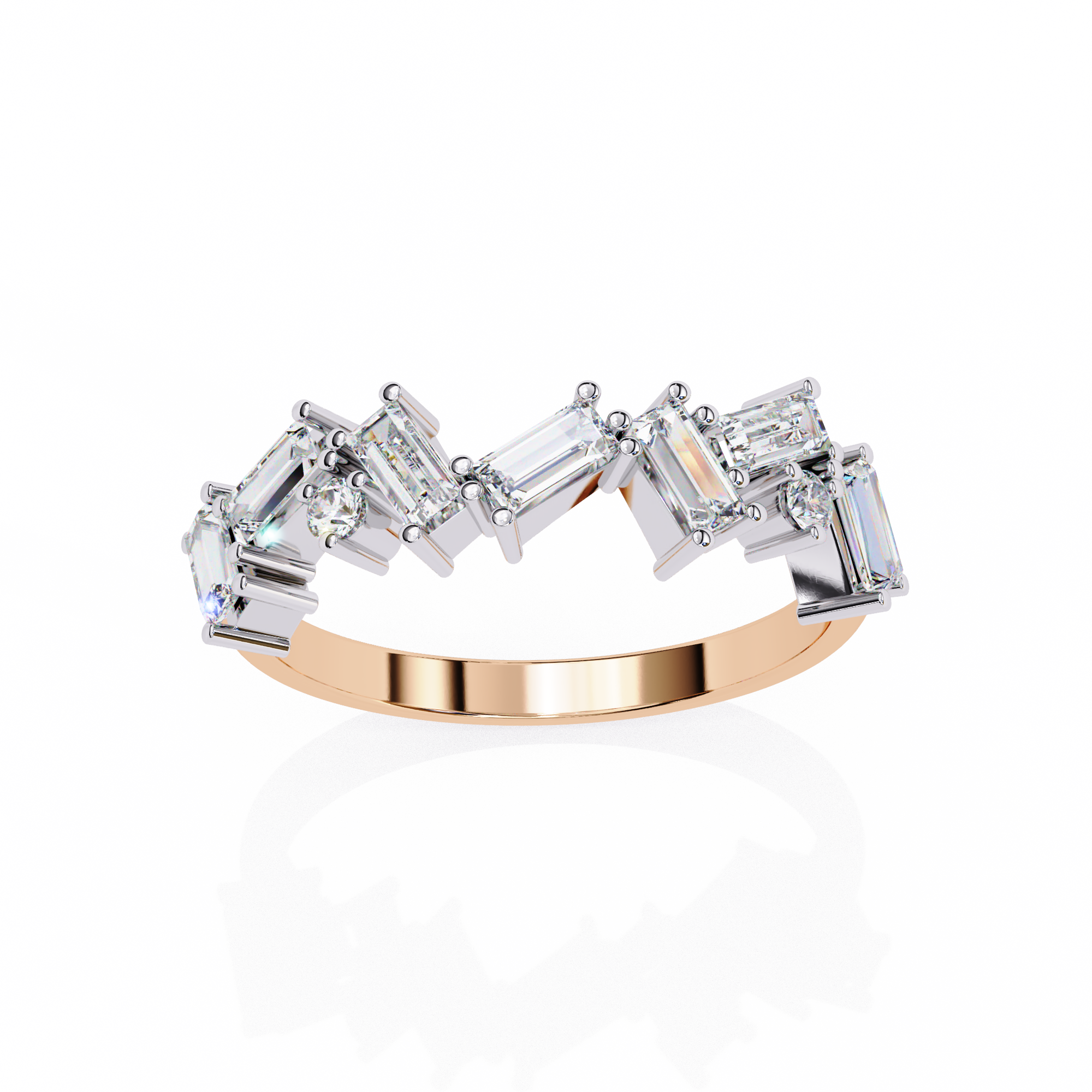 WOKE™ 0.65 carat baugette cut Lab grown diamond half band in 14k gold