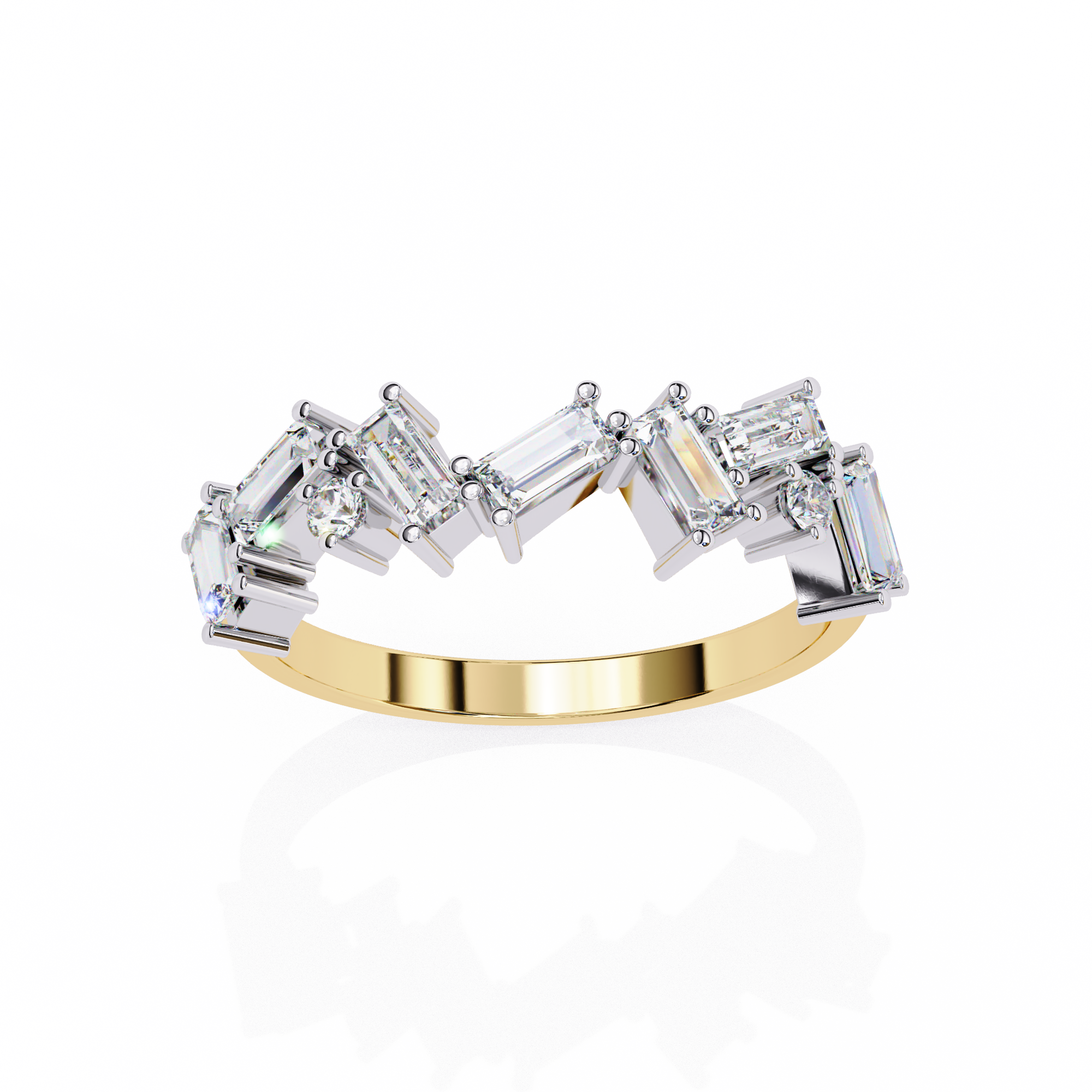 WOKE™ 0.65 carat baugette cut Lab grown diamond half band in 14k gold