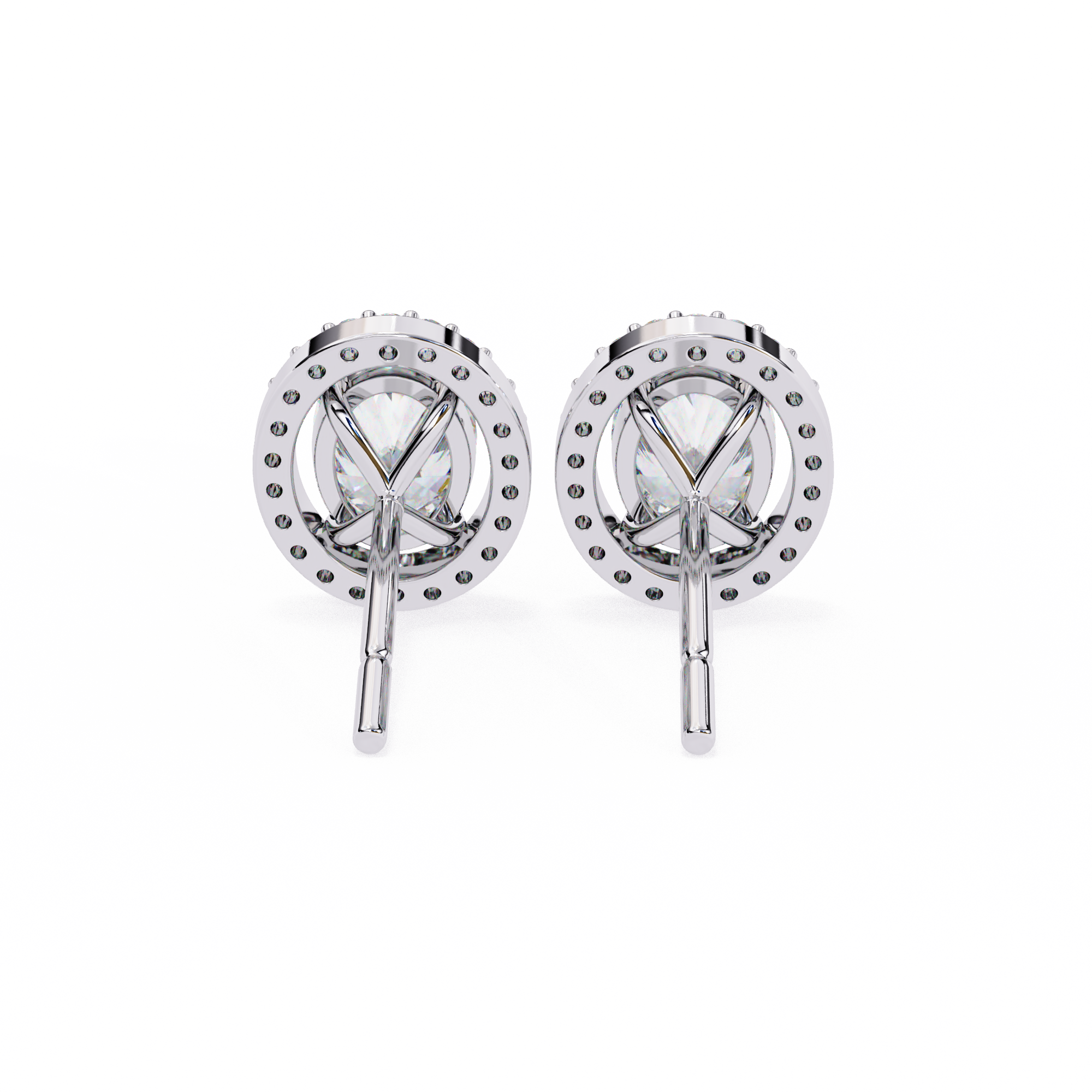 WOKE ™ 2.44 CT VVS-F Lab Grown Oval cut Diamond Halo Studs in 14/18k Gold