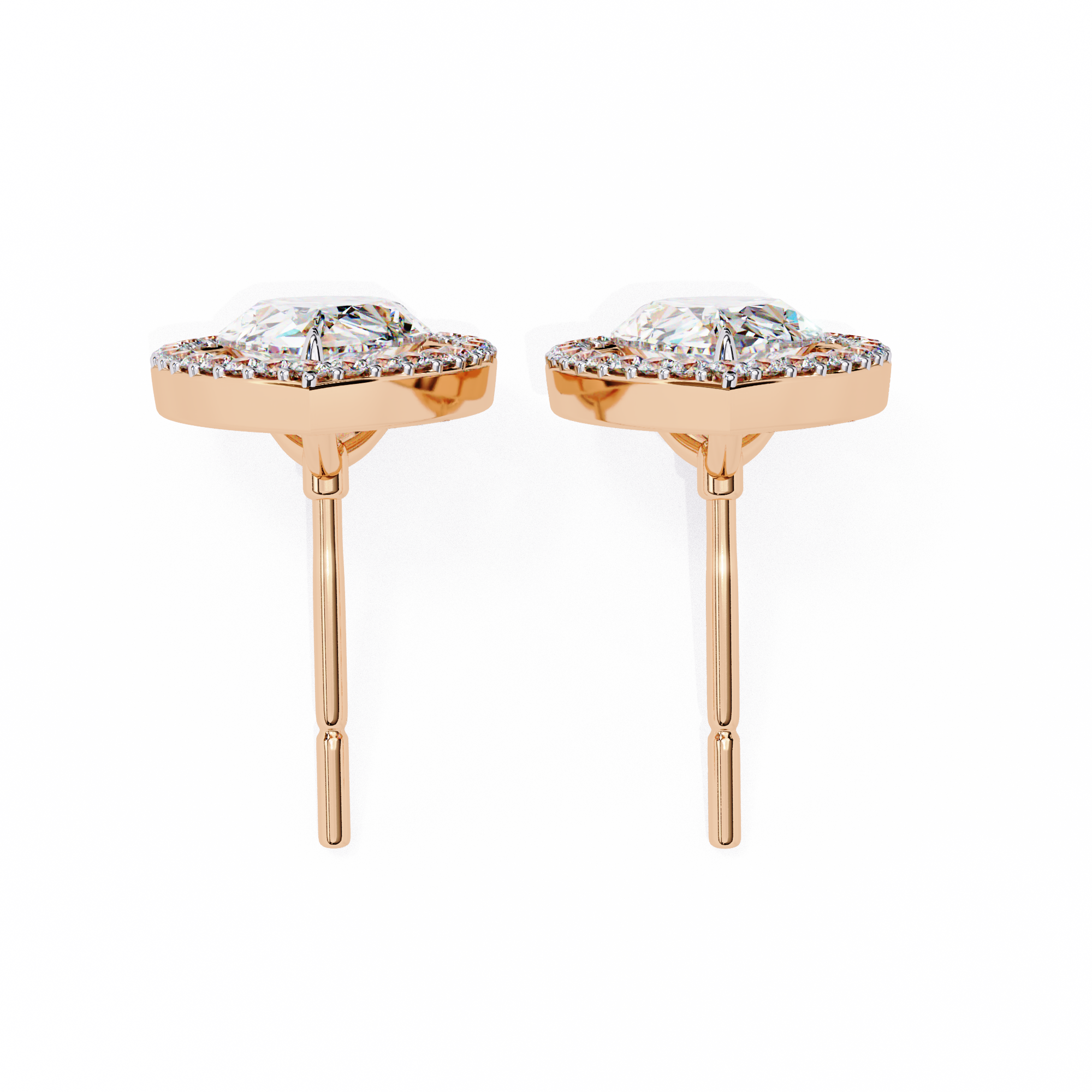 WOKE ™ 2.44 CT VVS-F Lab Grown Pear cut Diamond Halo Studs in 14/18k Gold