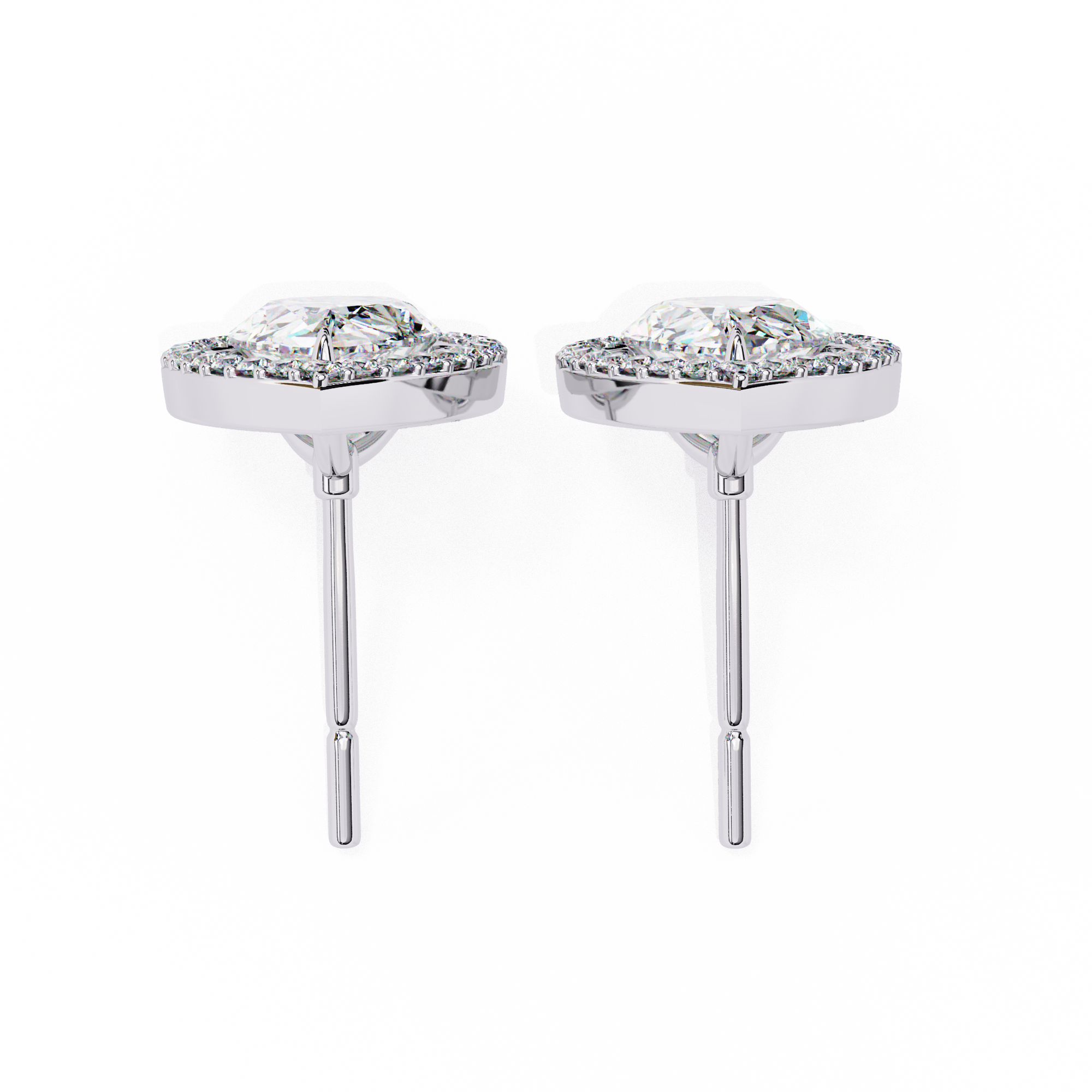 WOKE ™ 2.44 CT VVS-F Lab Grown Pear cut Diamond Halo Studs in 14/18k Gold