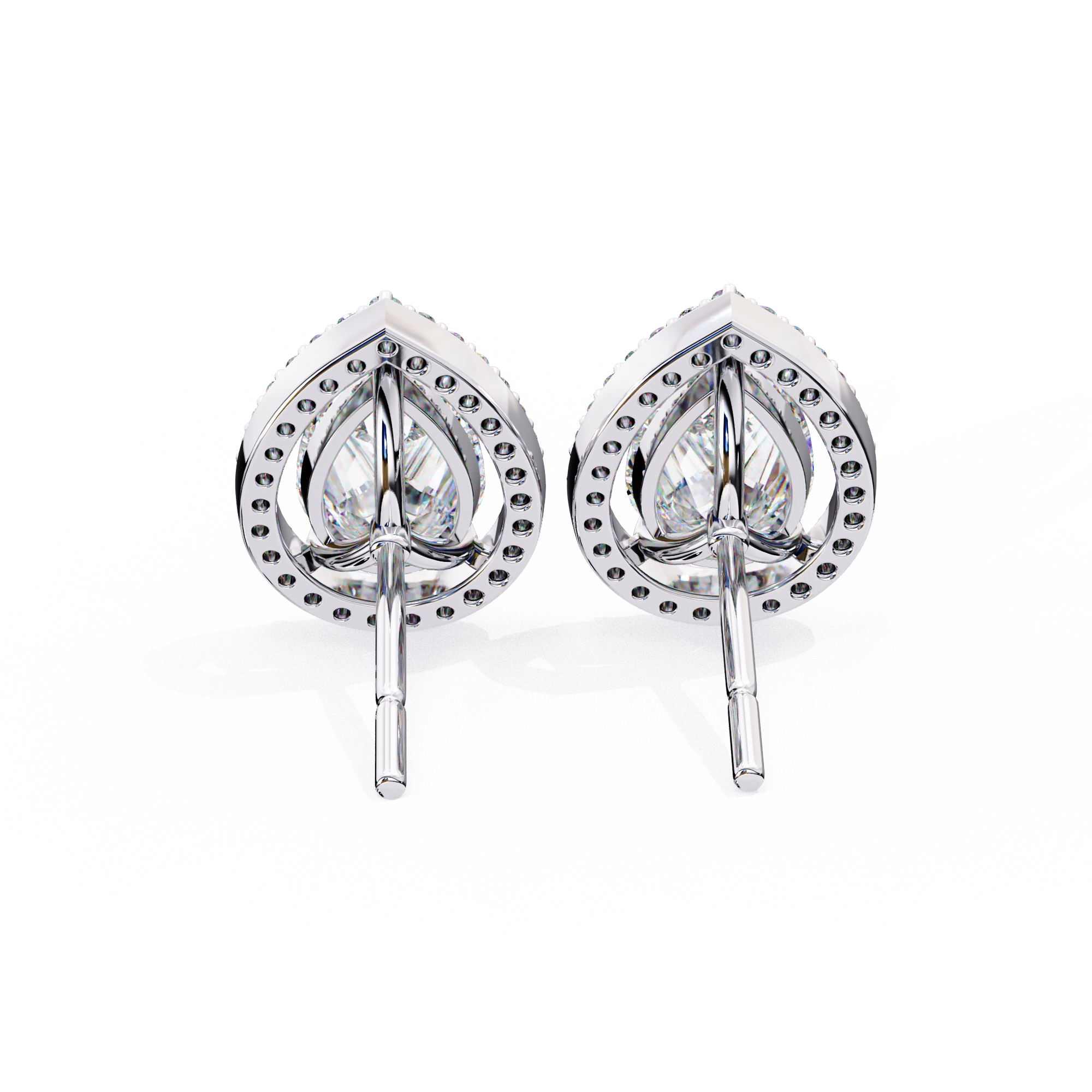 WOKE ™ 2.44 CT VVS-F Lab Grown Pear cut Diamond Halo Studs in 14/18k Gold