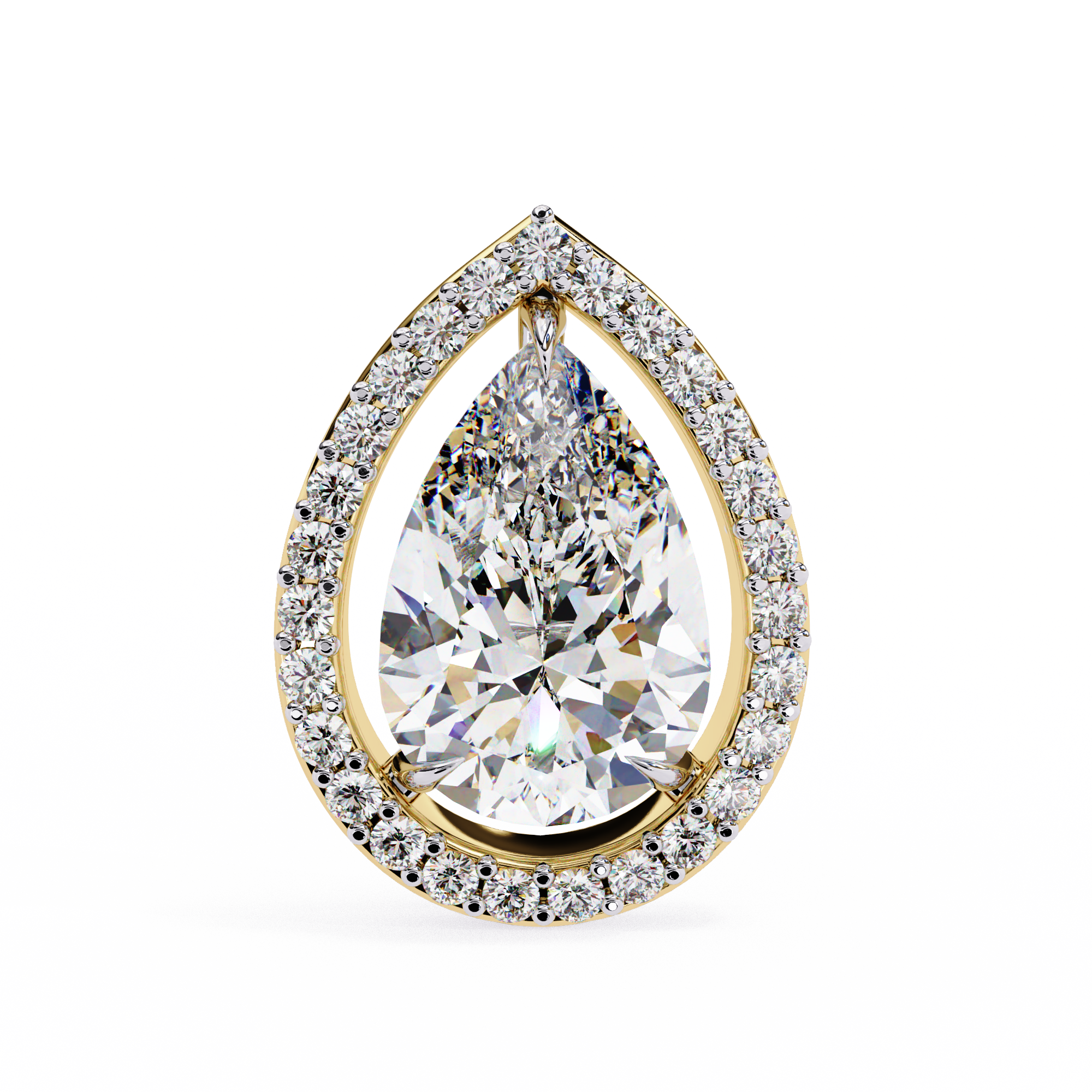 WOKE ™ 2.44 CT VVS-F Lab Grown Pear cut Diamond Halo Studs in 14/18k Gold