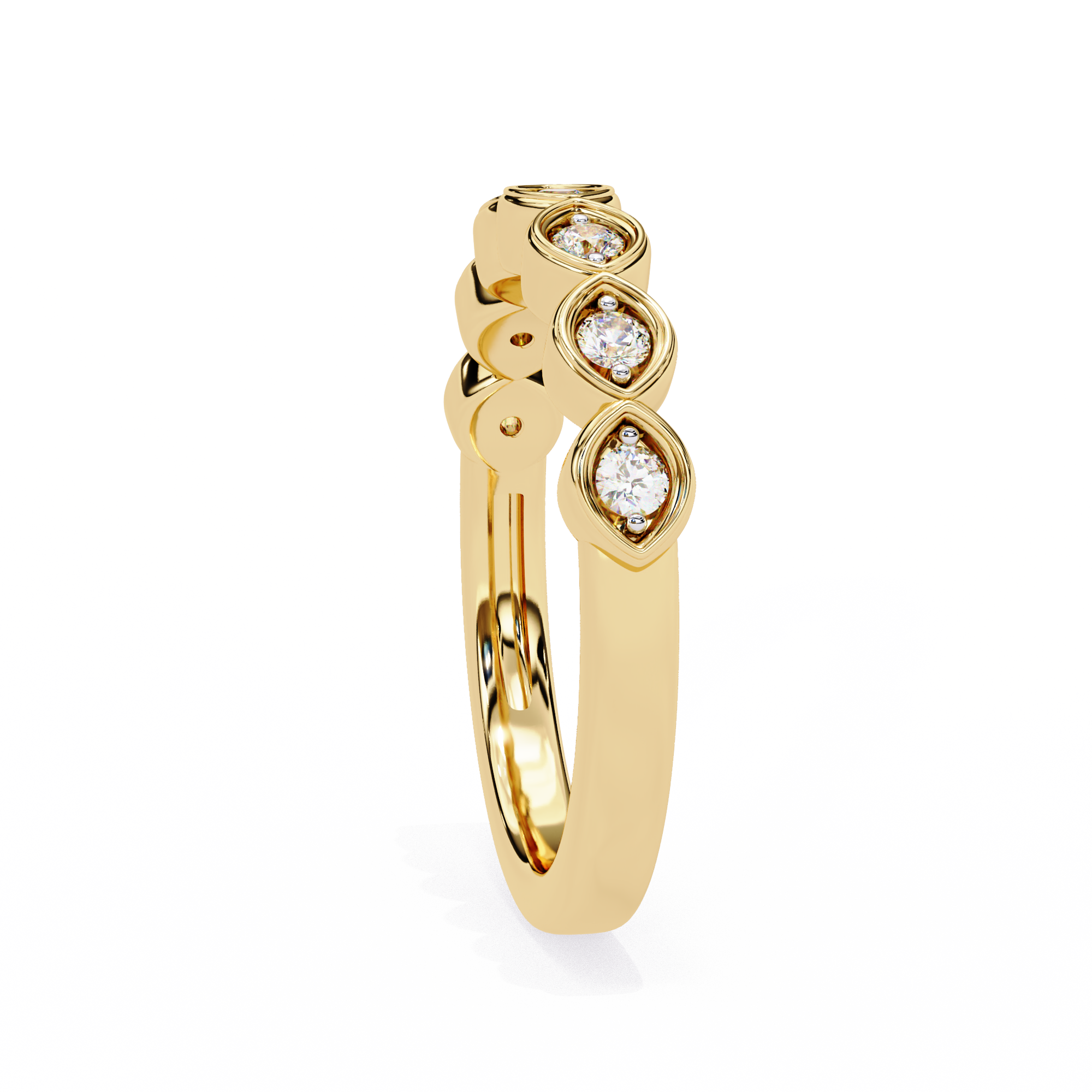 WOKE™ .21 carat round cut Lab grown diamond half MQ band in 14k gold