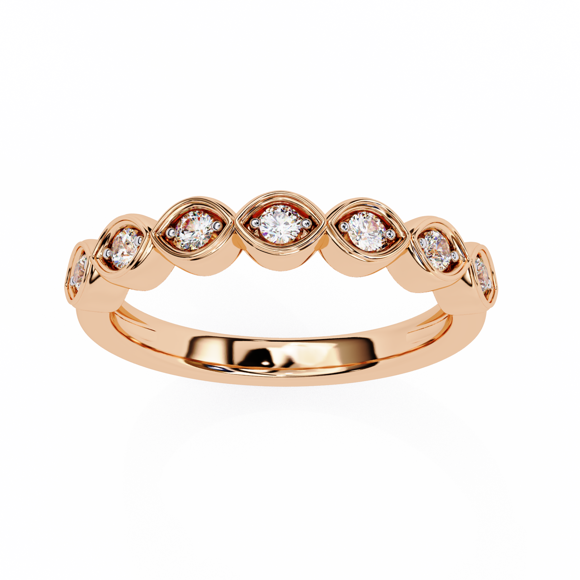 WOKE™ .21 carat round cut Lab grown diamond half MQ band in 14k gold