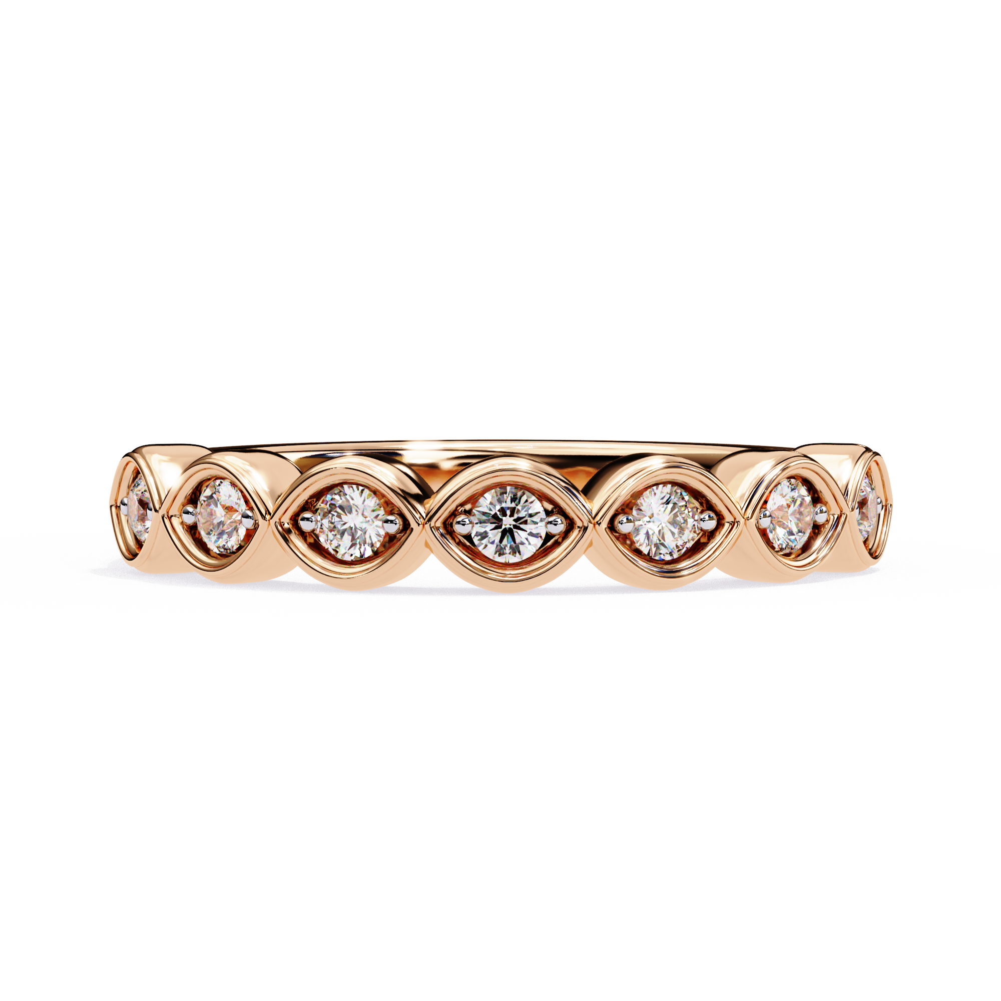 WOKE™ .21 carat round cut Lab grown diamond half MQ band in 14k gold