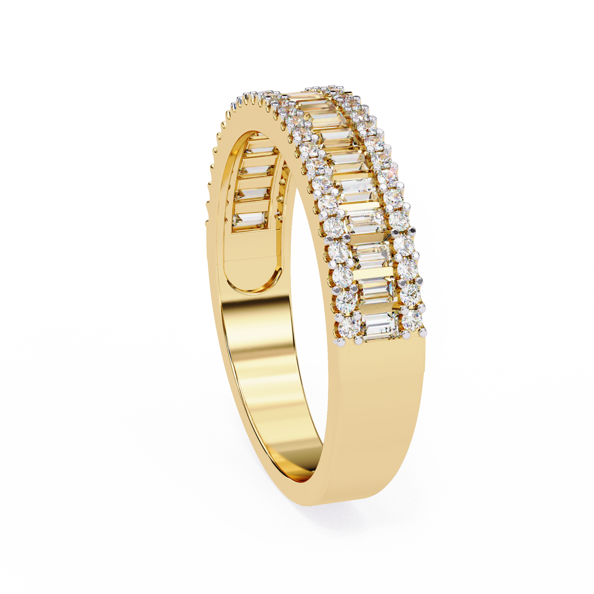 WOKE™ 1.09 carat round and baguette cut Lab grown diamond half band in 14k gold