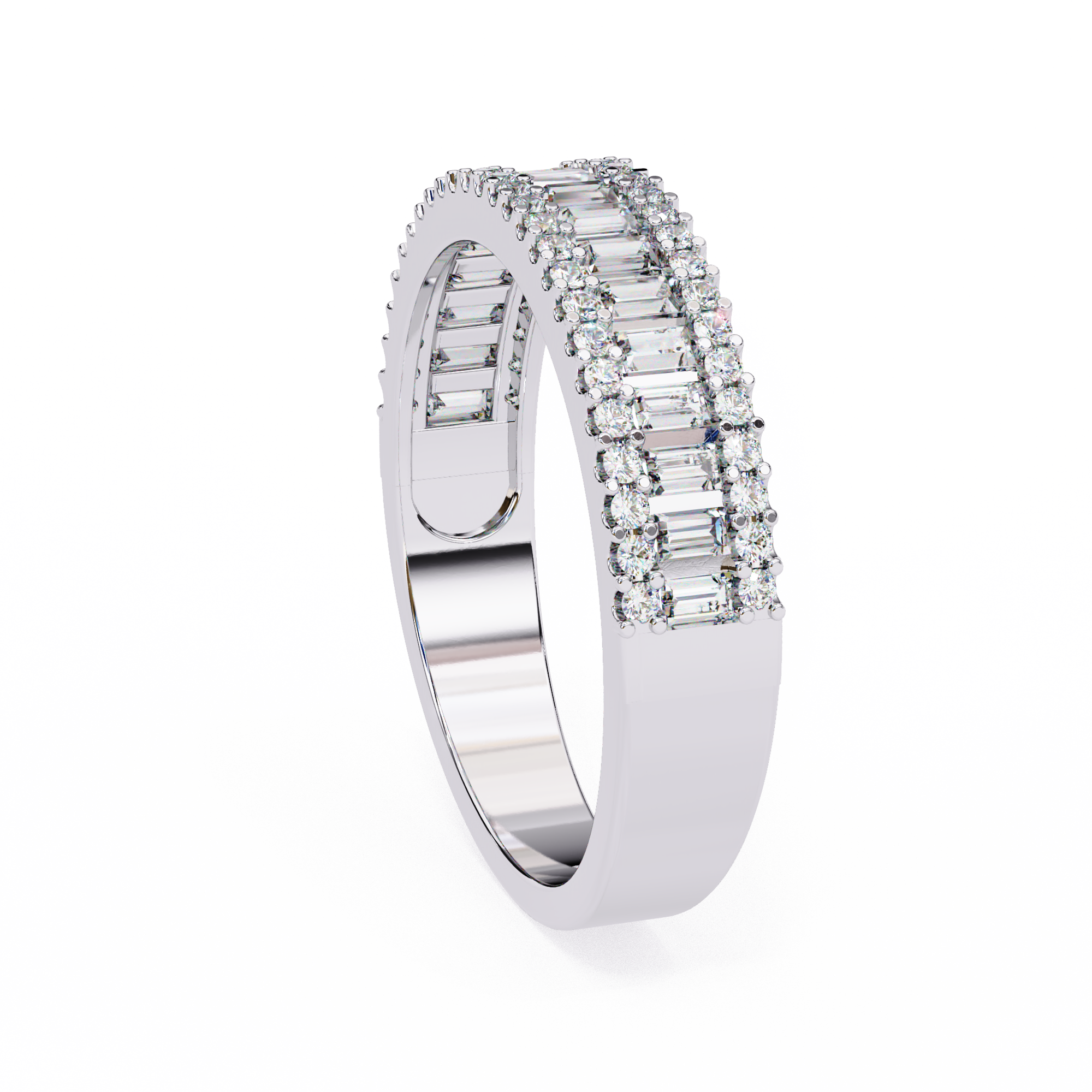 WOKE™ 1.09 carat round and baguette cut Lab grown diamond half band in 14k gold